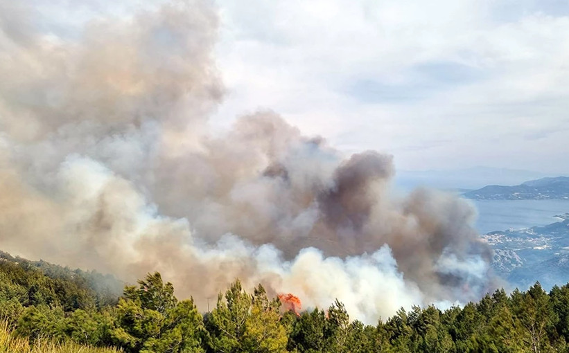 Φωτιά στη Σάμο – Καίγεται δασική περιοχή στο Καρλόβασι