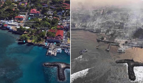 Πυρκαγιές στη Χαβάη: Καμένη γη και κόσμος στη θάλασσα για να γλιτώσει