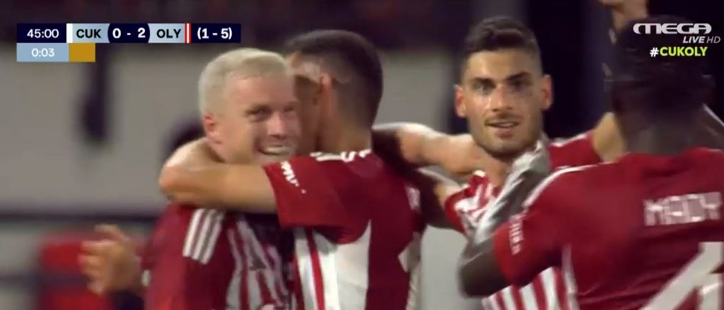 Δεύτερο γκολ για τον Ολυμπιακό – Σκόρερ ο Μπιέλ στο φινάλε του πρώτου μέρους (0-2)