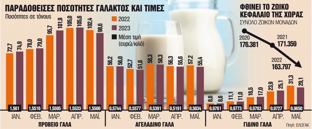Τα κοπάδια μειώνονται και η τιμή του γάλακτος εκτοξεύεται