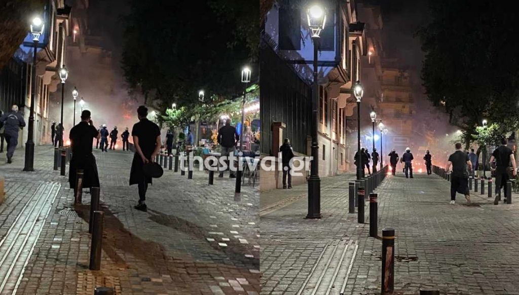 Επίθεση με μολότοφ σε ΜΑΤ στη Θεσσαλονίκη – Εικόνες & βίντεο