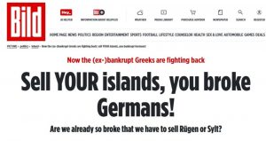 Η Bild «αυτομαστιγώνεται»: «Χρεοκοπημένοι Γερμανοί πουλήστε τα νησιά σας – Οι Έλληνες αντεπιτίθενται»