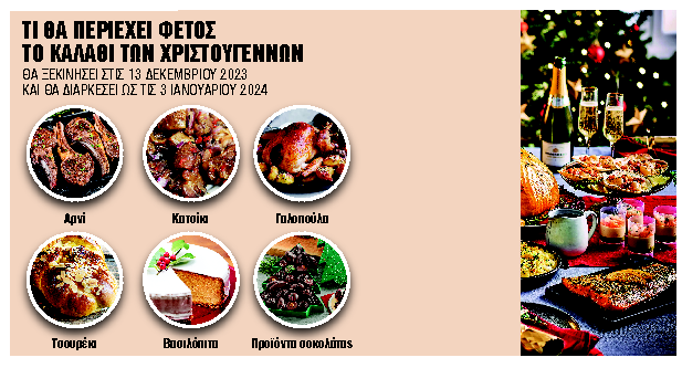 Εξι κατηγορίες τροφίμων στο «Καλάθι των Χριστουγέννων»
