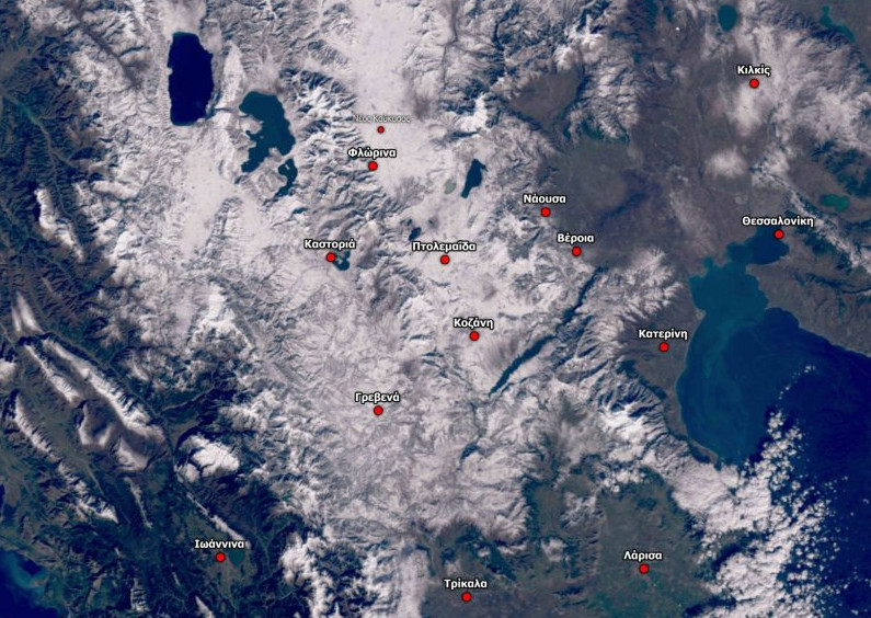 Κακοκαιρία: Εντυπωσιακή εικόνα δορυφόρου από τα χιόνια στη Βόρεια Ελλάδα