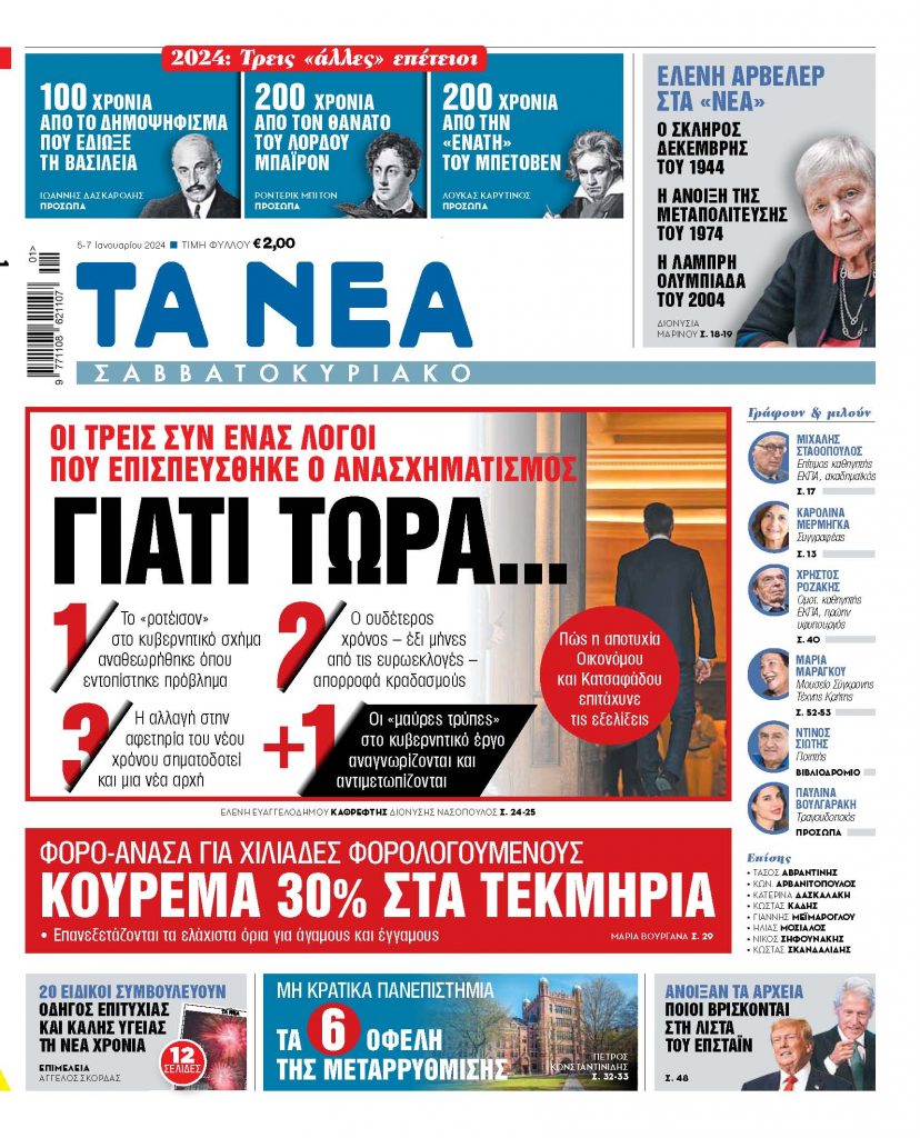 05.01.2024 Στα «ΝΕΑ» της Παρασκευής: Γιατί τώρα…
