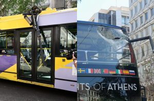Πανεπιστημίου: Πώς έγινε το ατύχημα με το τουριστικό λεωφορείο – Κεραία τρόλεϊ καρφώθηκε στο παρμπρίζ