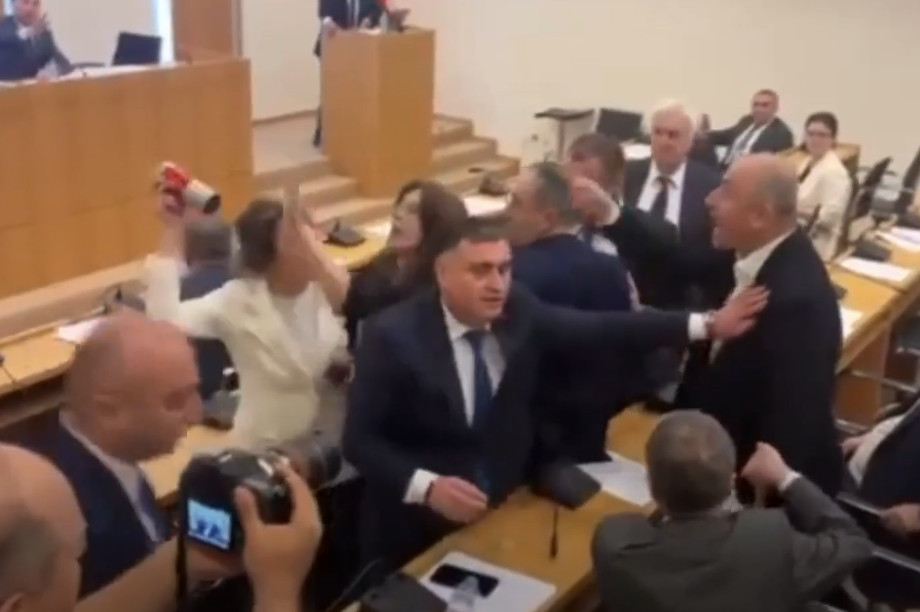 «Άναψαν» τα αίματα στο κοινοβούλιο της Γεωργίας – Έξαλλη βουλευτίνα πέταξε… μπουκάλι στο κεφάλι συναδέλφου [Βίντεο]