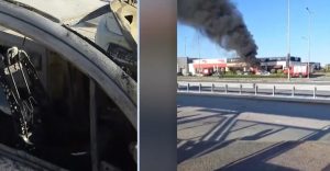 Φωτιά σε αυτοκίνητο έξω από εμπορικό κέντρο στη Θεσσαλονίκη – Δείτε βίντεο