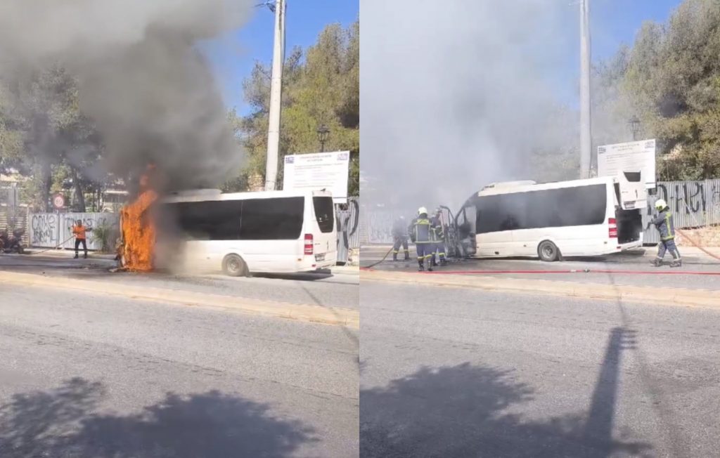 Χαϊδάρι: Φωτιά σε τουριστικό λεωφορείο