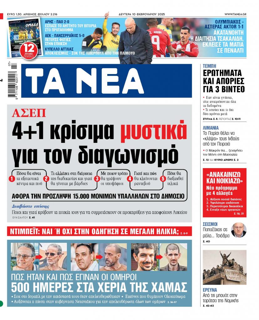 Διαβάστε στα «ΝΕΑ» της Δευτέρας: 4+1 κρίσιμα μυστικά για τον διαγωνισμό ΑΣΕΠ