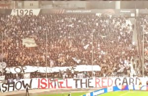 Με πανό υπέρ της Παλαιστίνης οι οπαδοί του ΠΑΟΚ ενάντια στην Μακάμπι Τελ Αβίβ