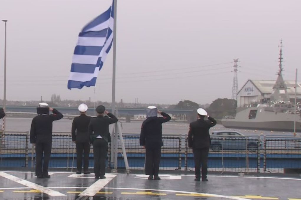 H τελετή ονοματοδοσίας και ύψωσης της ελληνικής σημαίας στη φρεγάτα FDI HN «Κίμων» (Live)