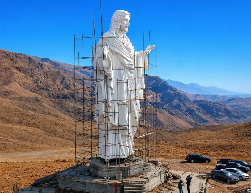 Άγαλμα του Χριστού κατασκευάστηκε στα σύνορα Συρίας – Λιβάνου: Η περιοχή είχε βομβαρδιστεί από το ΙΚ