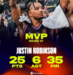 Euroleague: MVP της 37ης αγωνιστικής ο Ρόμπινσον
