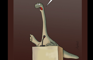 Αρκάς: Σκίτσο με «δεινόσαυρο» και μήνυμα για όσους μένουν κολλημένοι στο παρελθόν