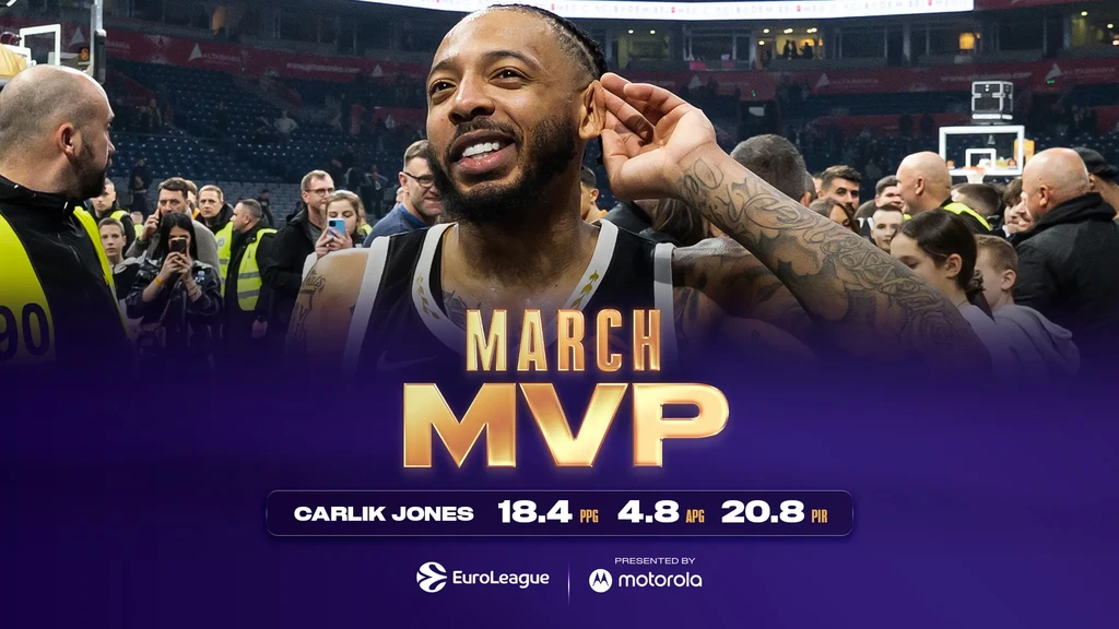 EuroLeague: Ο Κάρλικ Τζόουνς της Παρτιζάν αναδείχθηκε MVP του Μαρτίου