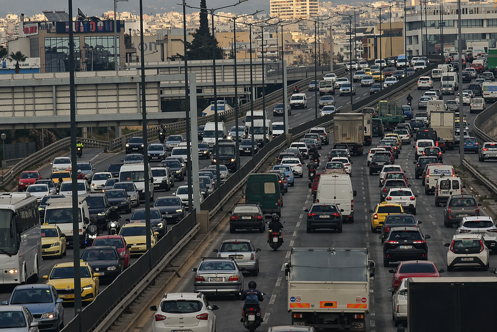 Στο «κόκκινο» ο Κηφισός: Μποτιλιάρισμα χιλιομέτρων από το Μοσχάτο έως την Κηφισιά
