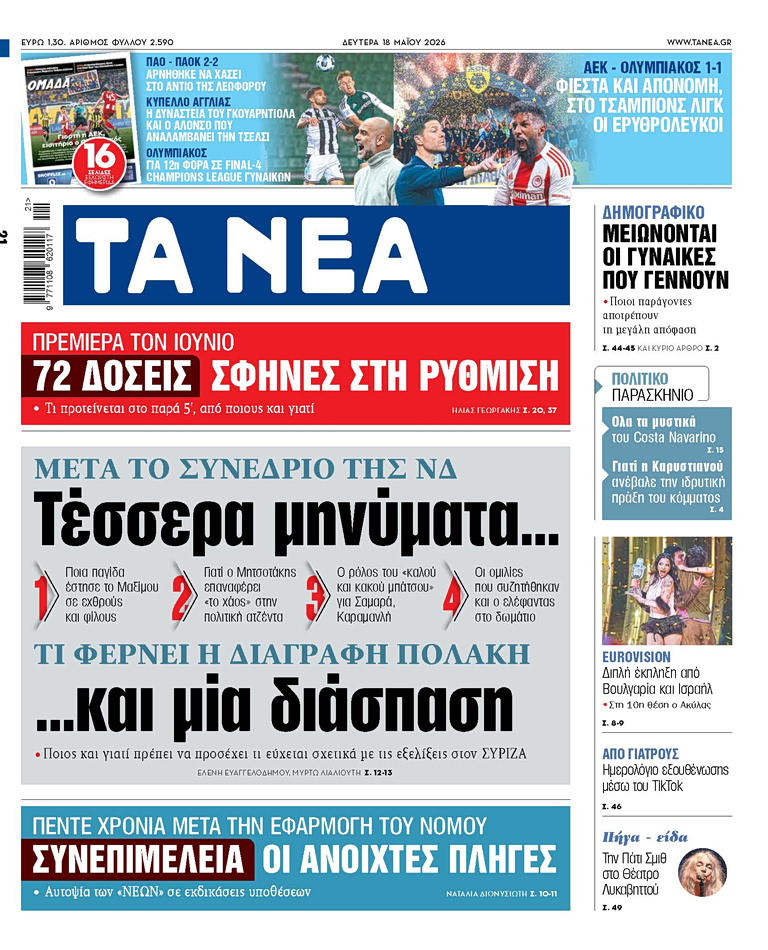 ΤΑ ΝΕΑ 18.5.2026