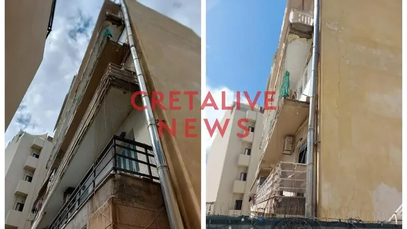 Κρήτη: Κατέρρευσε τμήμα μπαλκονιού από πολυκατοικία – Από  τύχη δεν υπήρξαν θύματα