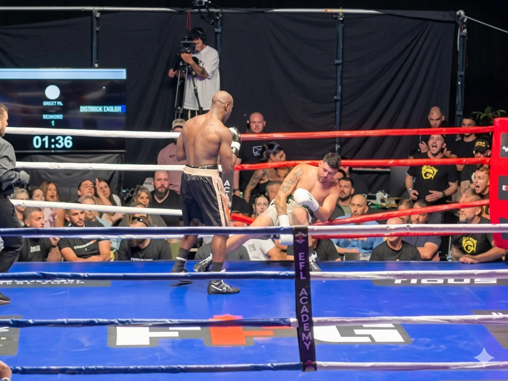 Fight for Glory 4: Άγριο νοκ-άουτ σε αγώνα πυγμαχίας στο Γαλάτσι – «Εκτοξεύτηκε» έξω από τα σχοινιά (vid)