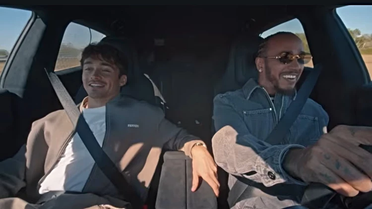 Hamilton and Leclerc test Ferrari's new electric supercar