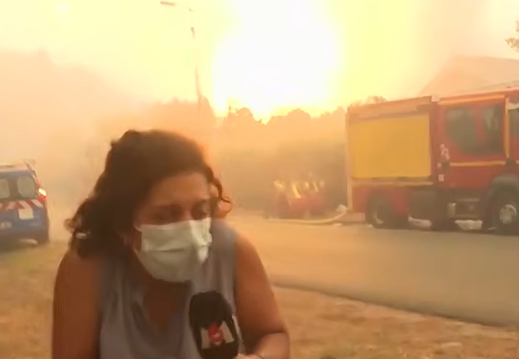 Πυρκαγιές στη Γαλλία: Έκρηξη φιάλης υγραερίου on air – Τρόμος για τηλεοπτικό συνεργείο (video)