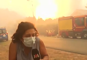 Πυρκαγιές στη Γαλλία: Έκρηξη φιάλης υγραερίου on air – Τρόμος για τηλεοπτικό συνεργείο (video)