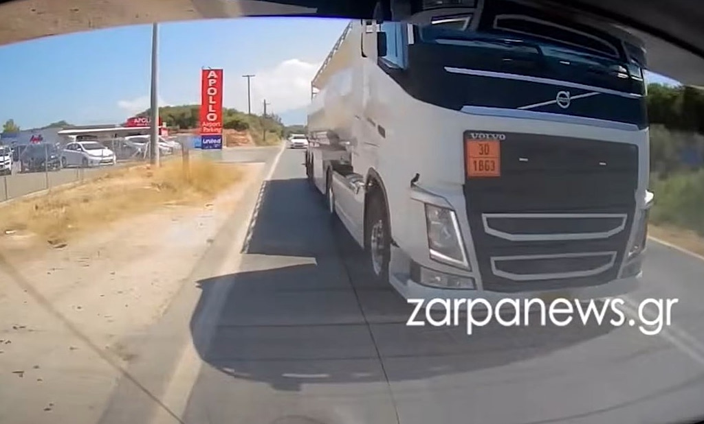 Χανιά: Βίντεο που σοκάρει από επικίνδυνη και παράνομη προσπέραση βυτιοφόρου